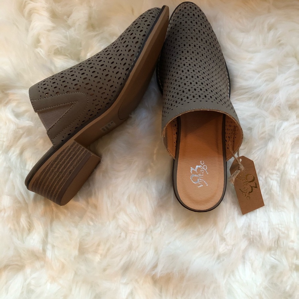 Mules, stacked wood look heel, Size 8 NWOT